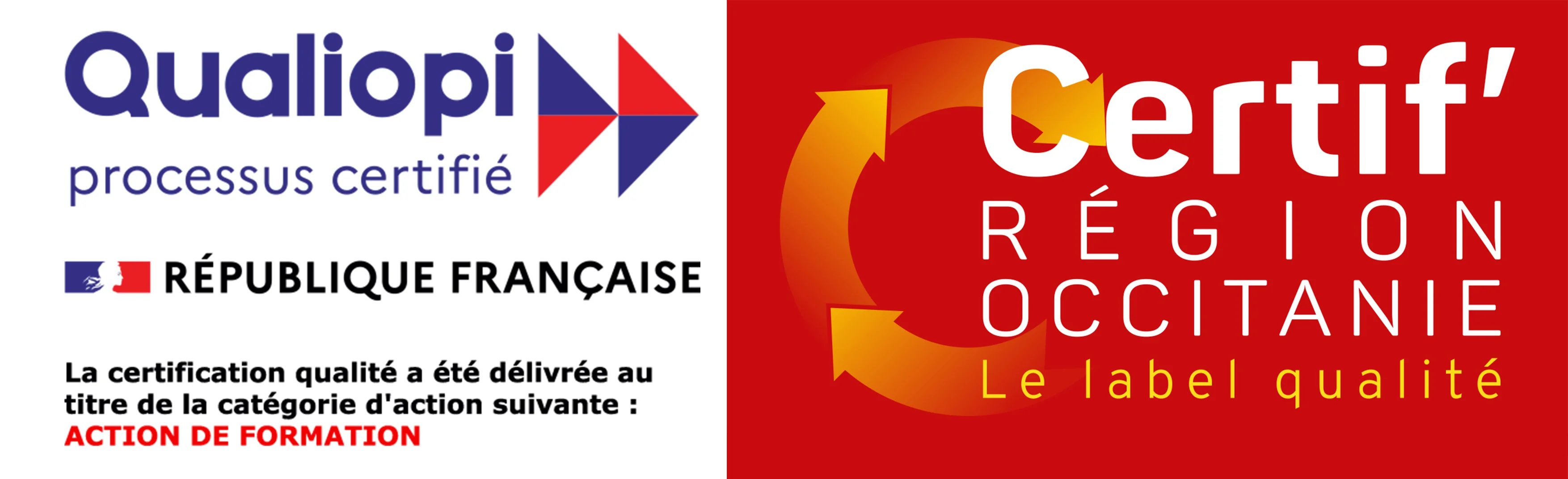 Logos Qualiopi et Certif'Région Occitanie